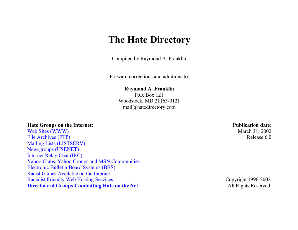 The Hate Directory
