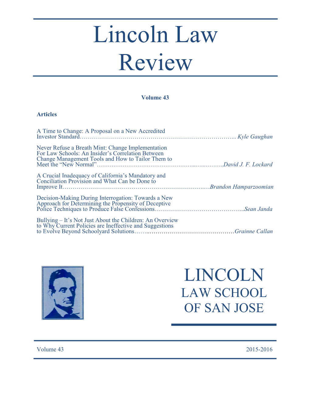 Lincoln Law Review