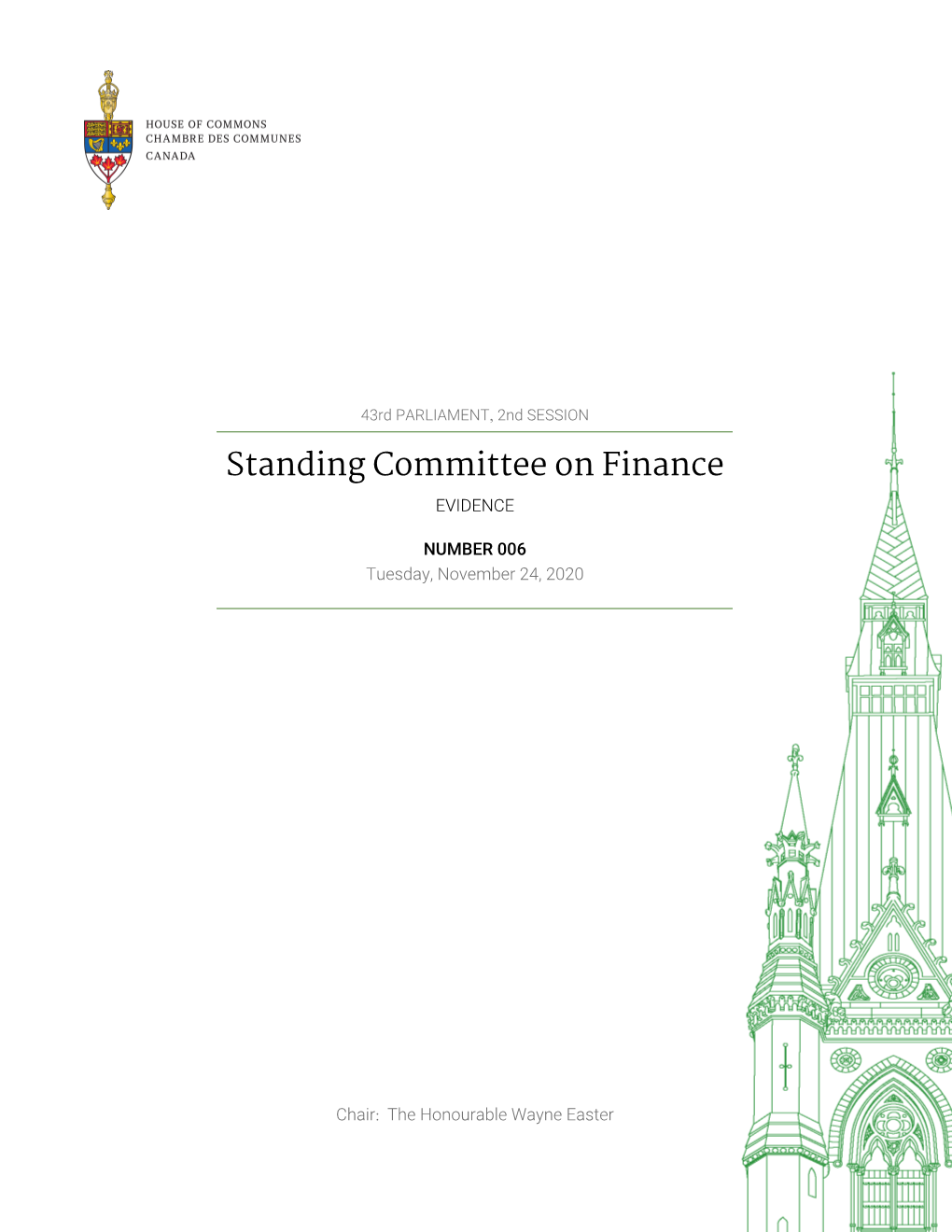 Evidence of the Standing Committee on Finance