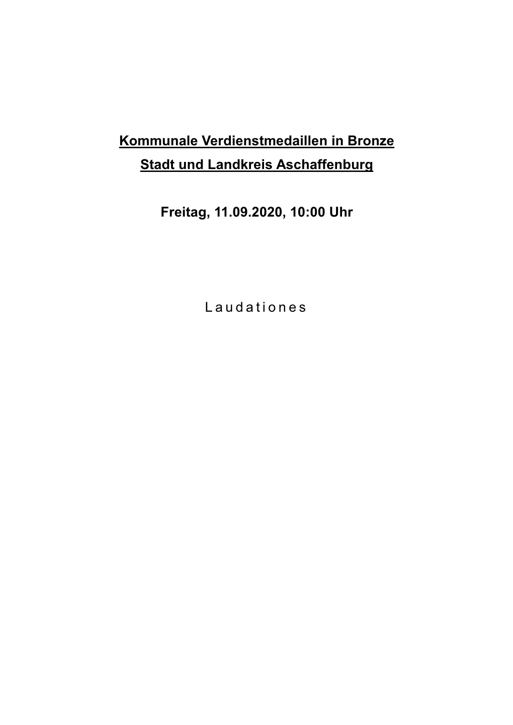 Kommunale Verdienstmedaillen in Bronze Stadt Und Landkreis Aschaffenburg