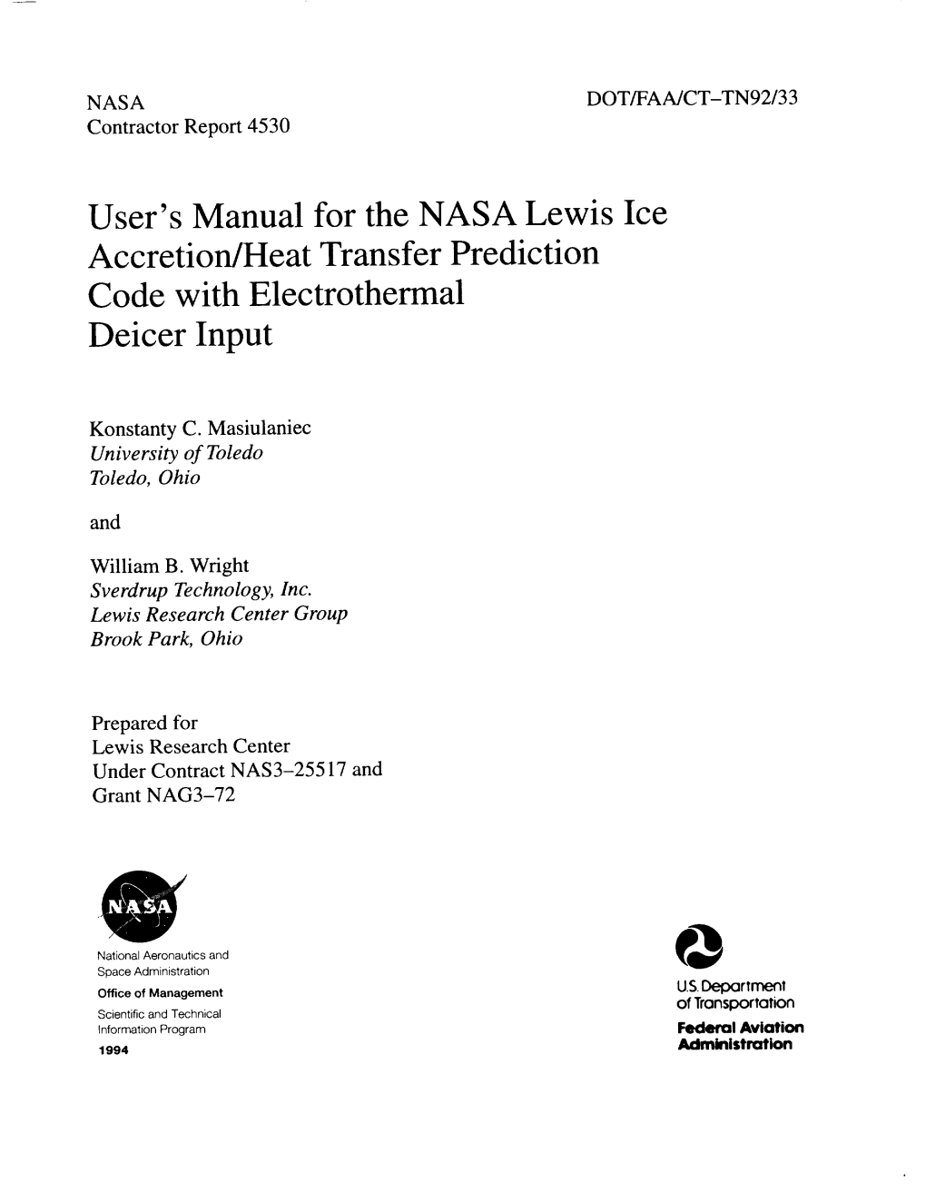 User's Manual for the NASA Lewis Ice Accretion/Heat Transfer Prediction Code with Electrothermal Deicer Input
