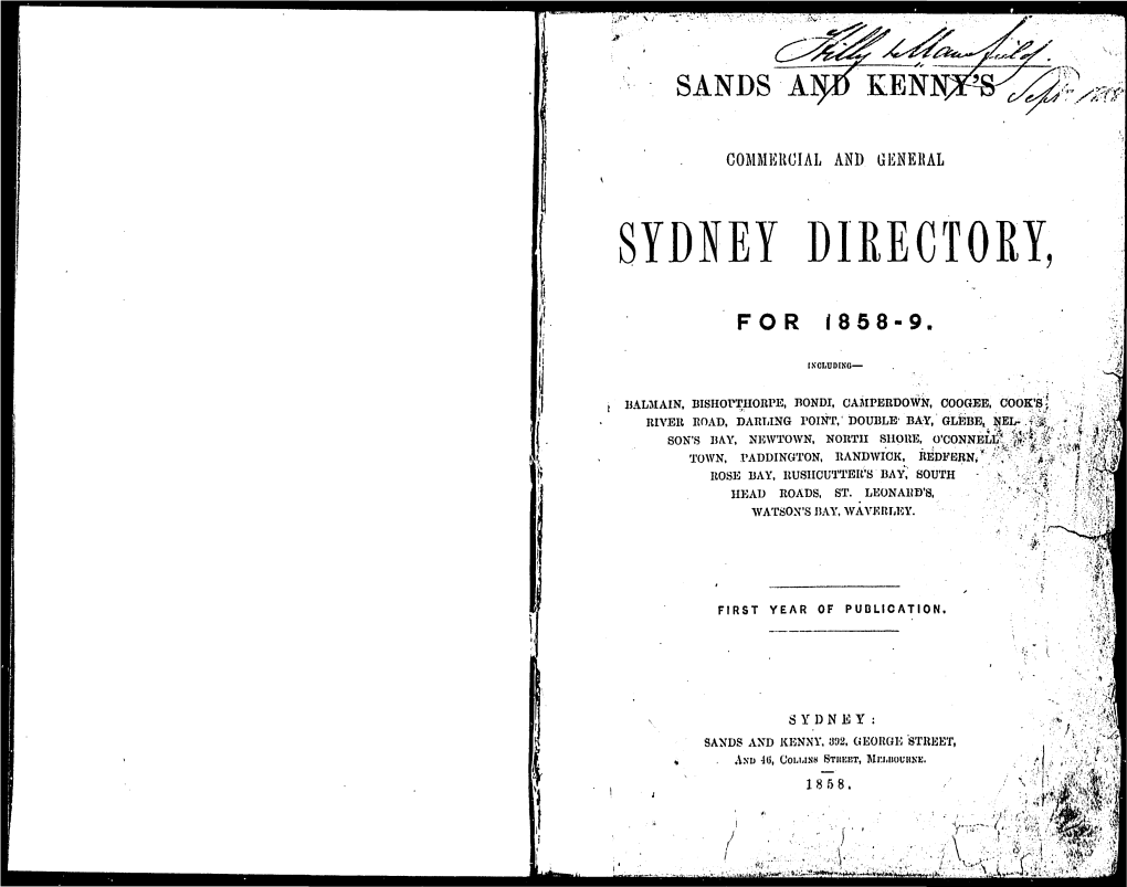 Sydney Directory, for 1858-9