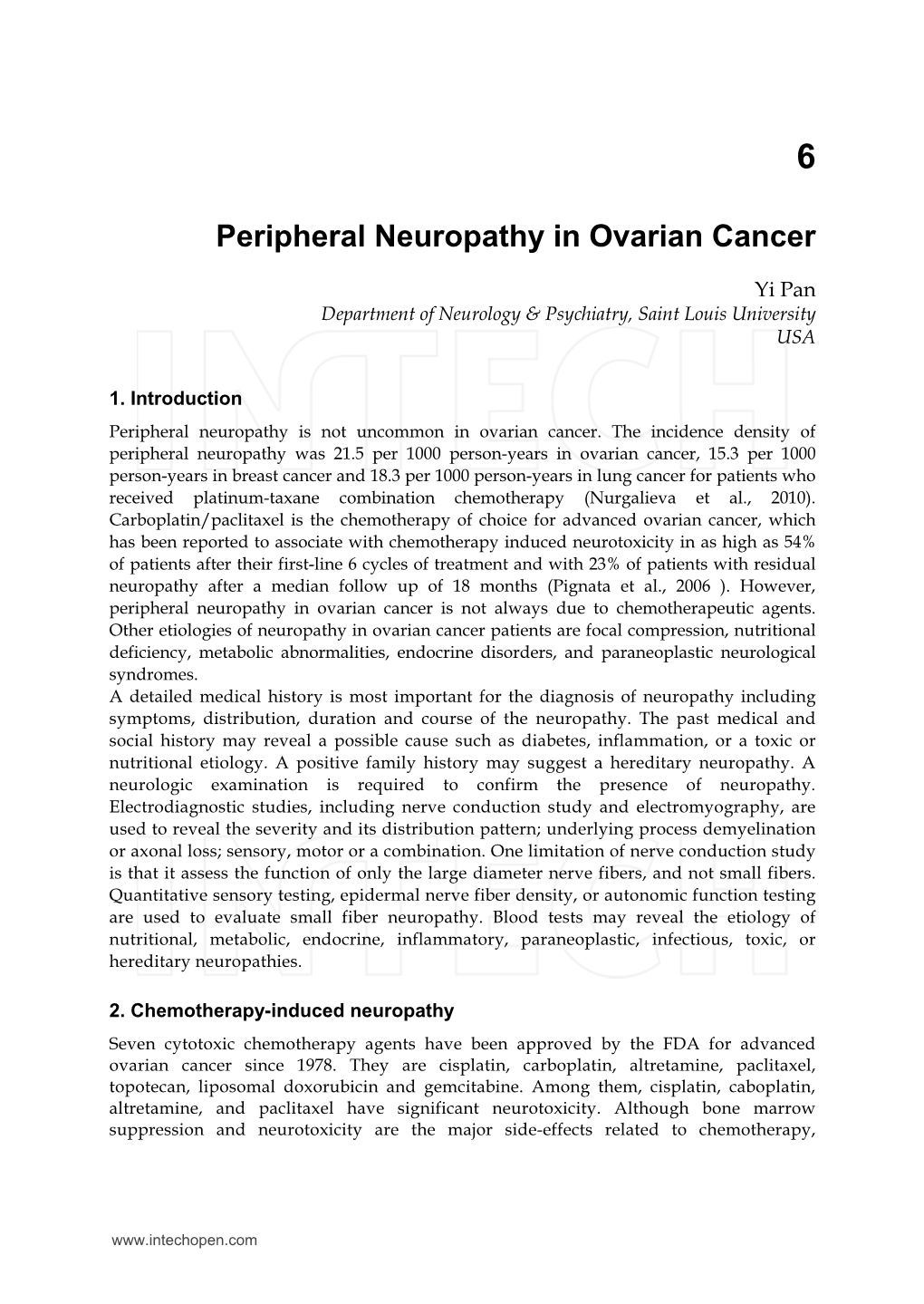 Peripheral Neuropathy in Ovarian Cancer