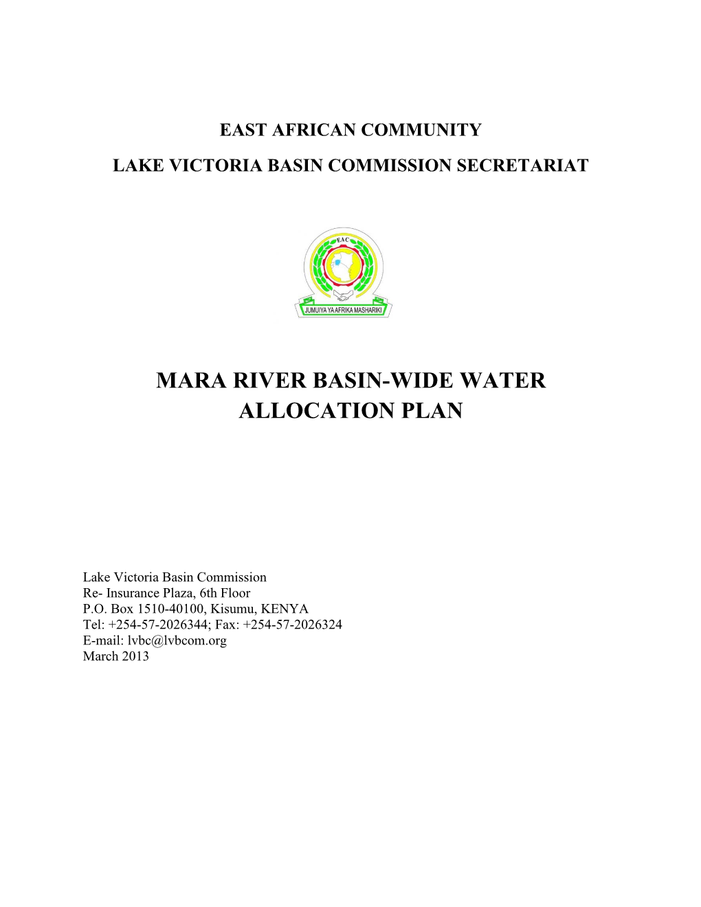 Mara River Basin-Wide Water Allocation Plan