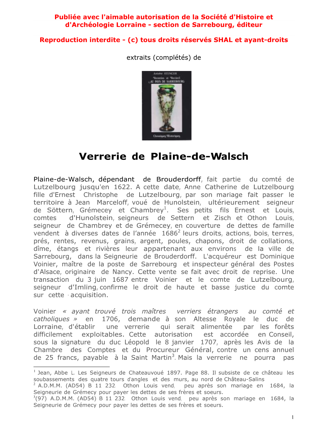 Verrerie De Plaine-De-Walsch