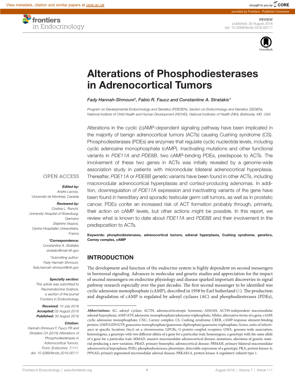 Alterations of Phosphodiesterases in Adrenocortical Tumors