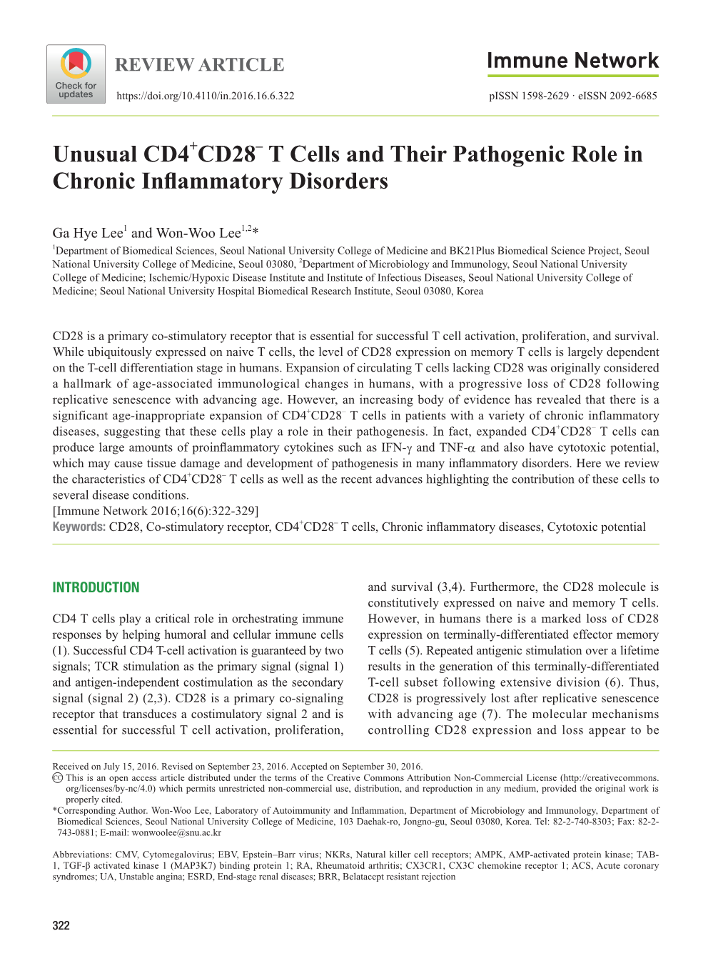 Unusual CD4+CD28– T Cells and Their Pathogenic Role in Chronic Inflammatory Disorders