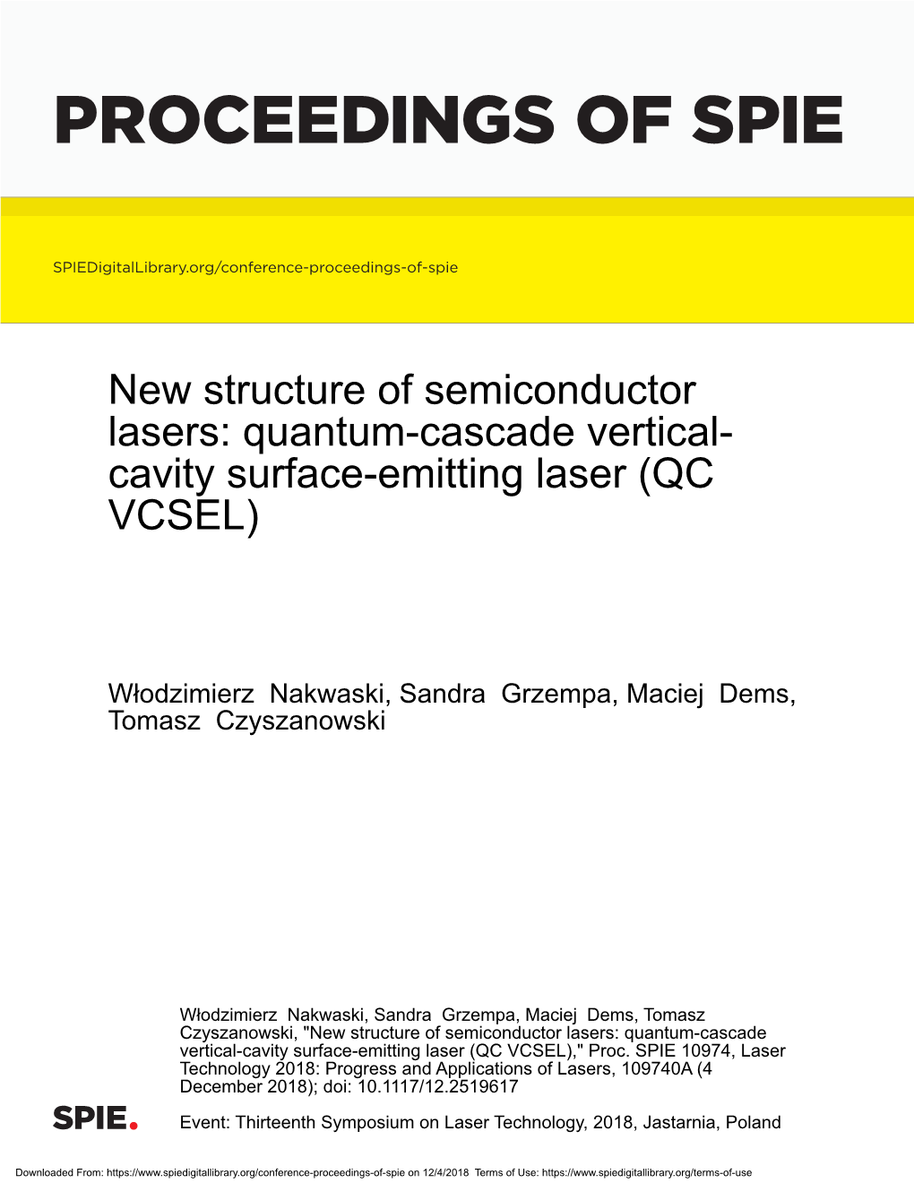 Cavity Surface-Emitting Laser (QC VCSEL)