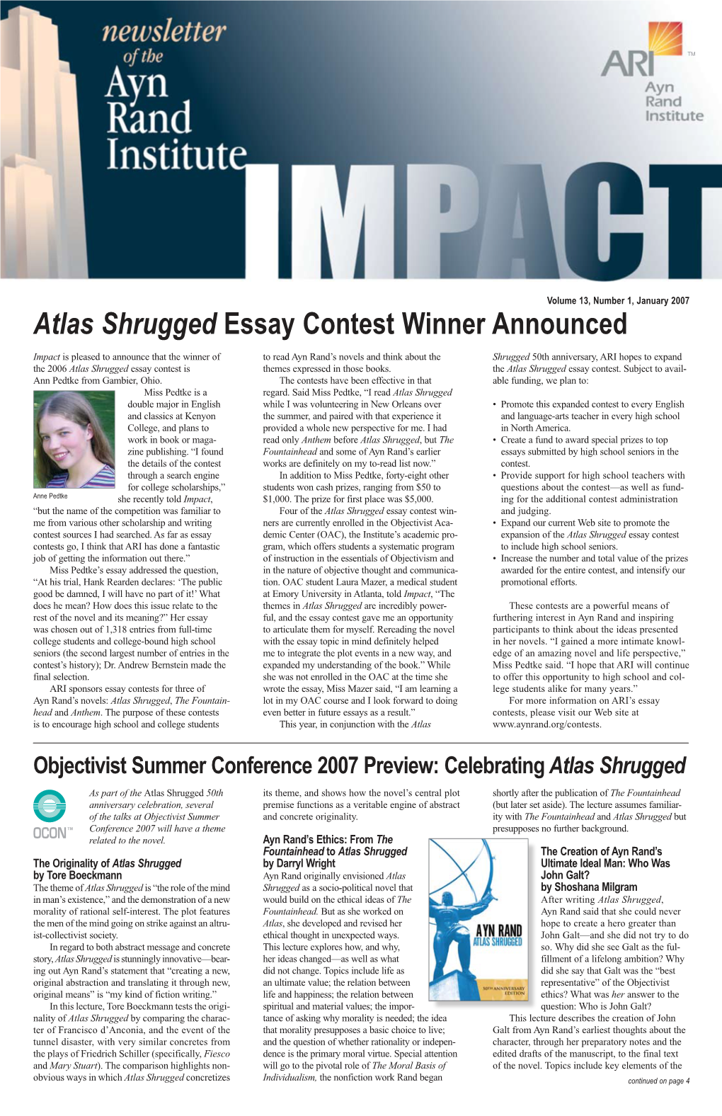 Atlas Shrugged Essay Contest Winner Announced