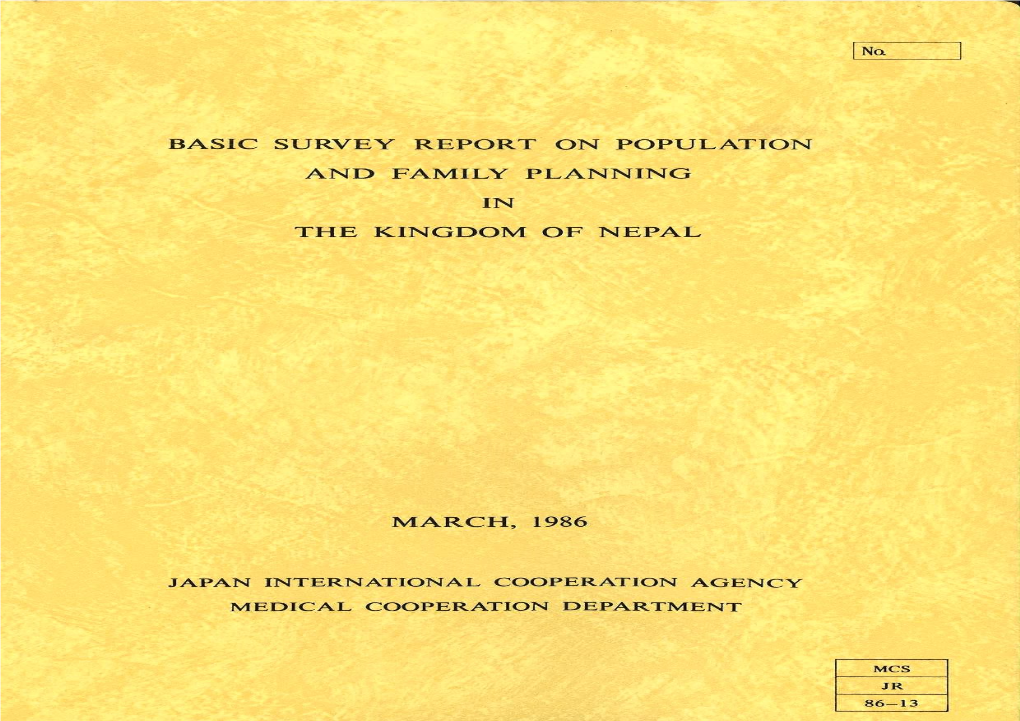 Basic Survey Report on Population and Family Planning in the Kingdom of Nepal