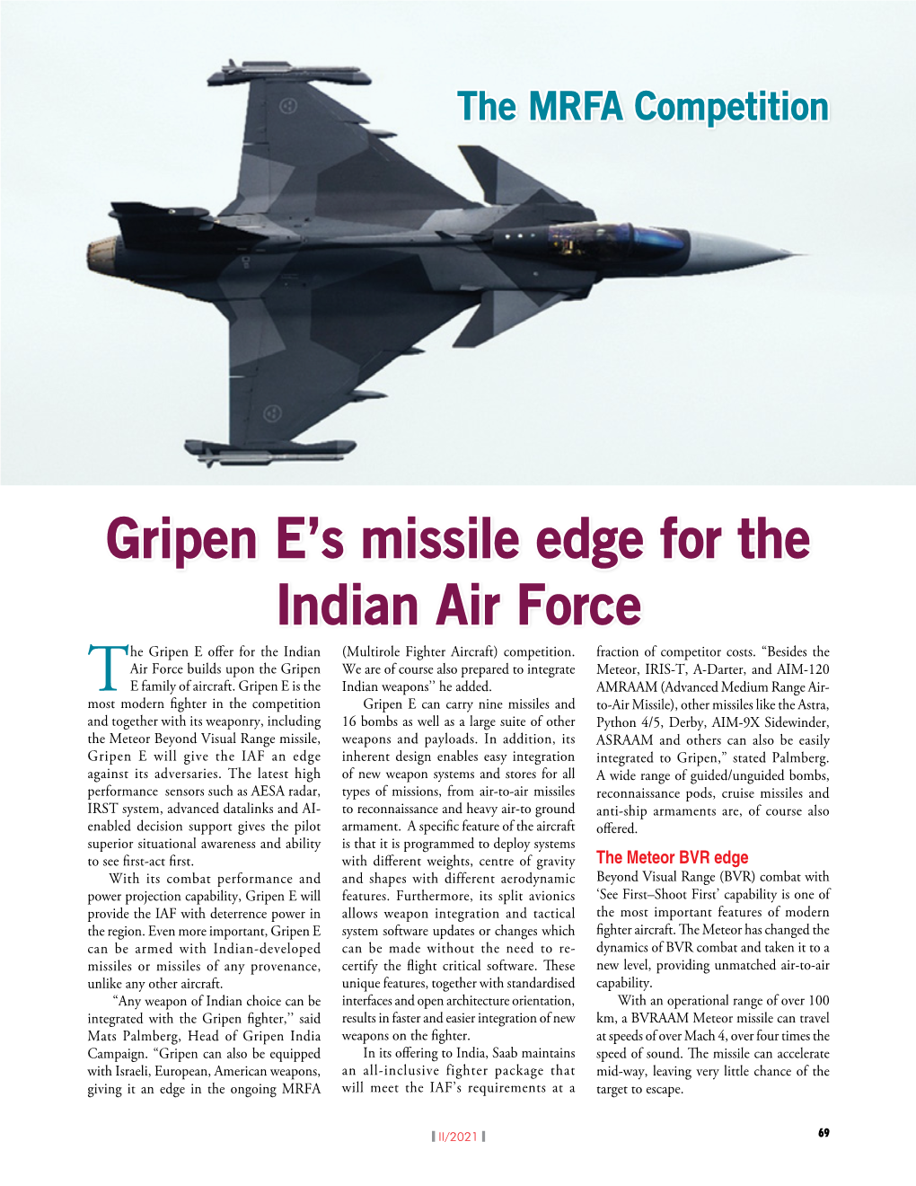 Gripen E's Missile Edge for the Indian Air Force