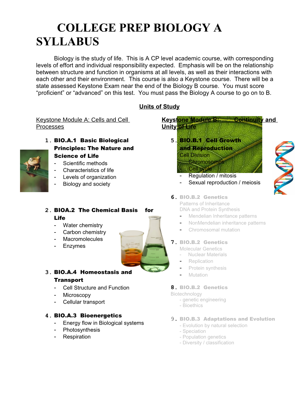 College Prep Natural and Physical Science