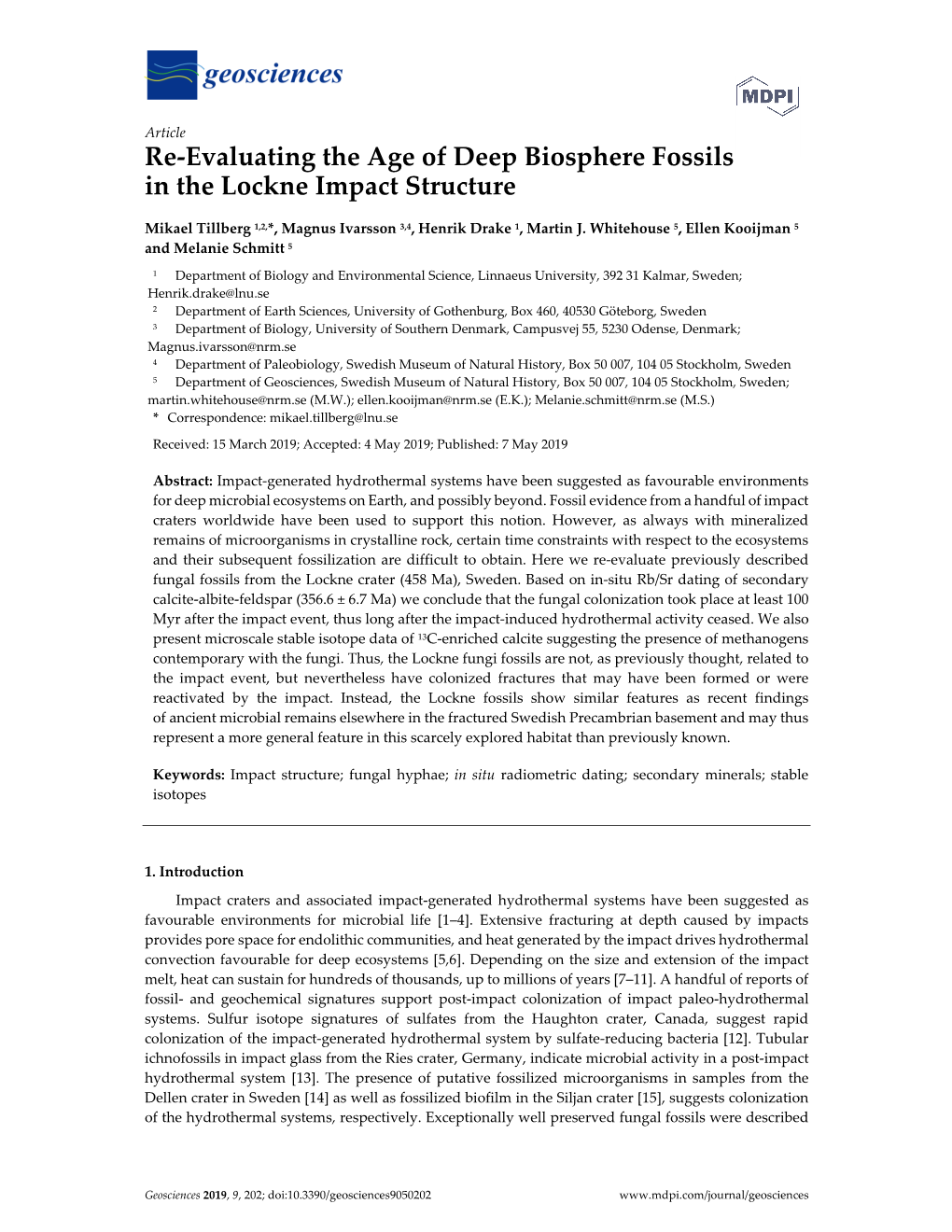 Re-Evaluating the Age of Deep Biosphere Fossils in the Lockne Impact Structure