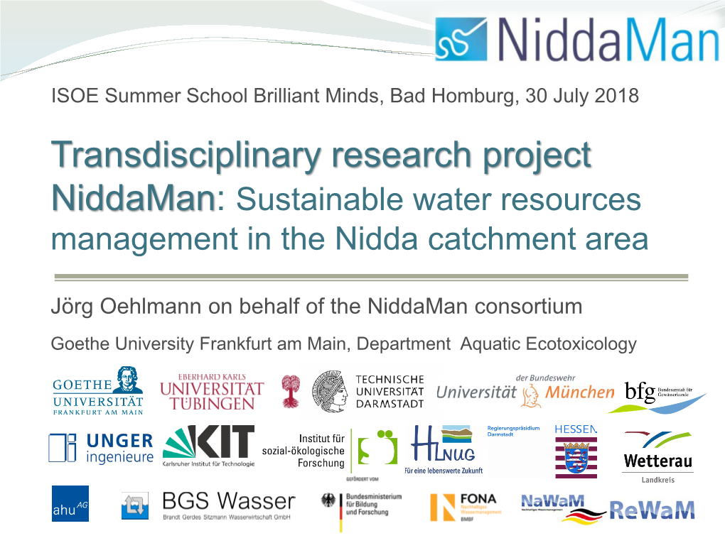 Transdisciplinary Research Project Niddaman: Sustainable Water Resources Management in the Nidda Catchment Area