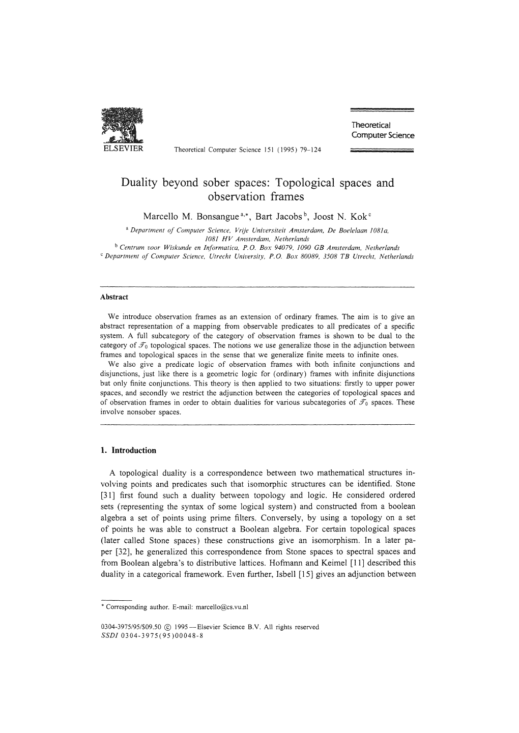 Topological Spaces and Observation Frames Marcello M