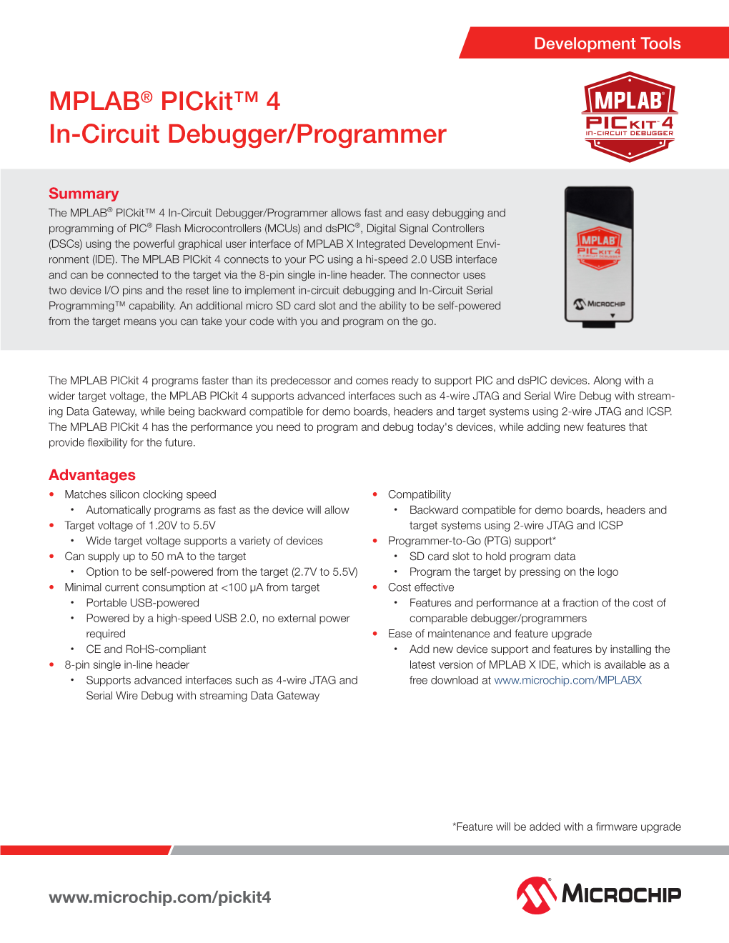 MPLAB® Pickit™ 4 In-Circuit Debugger/Programmer