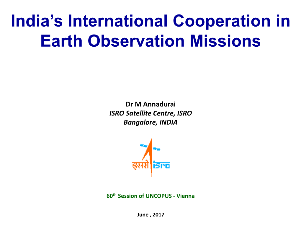 India's International Cooperation in Earth Observation