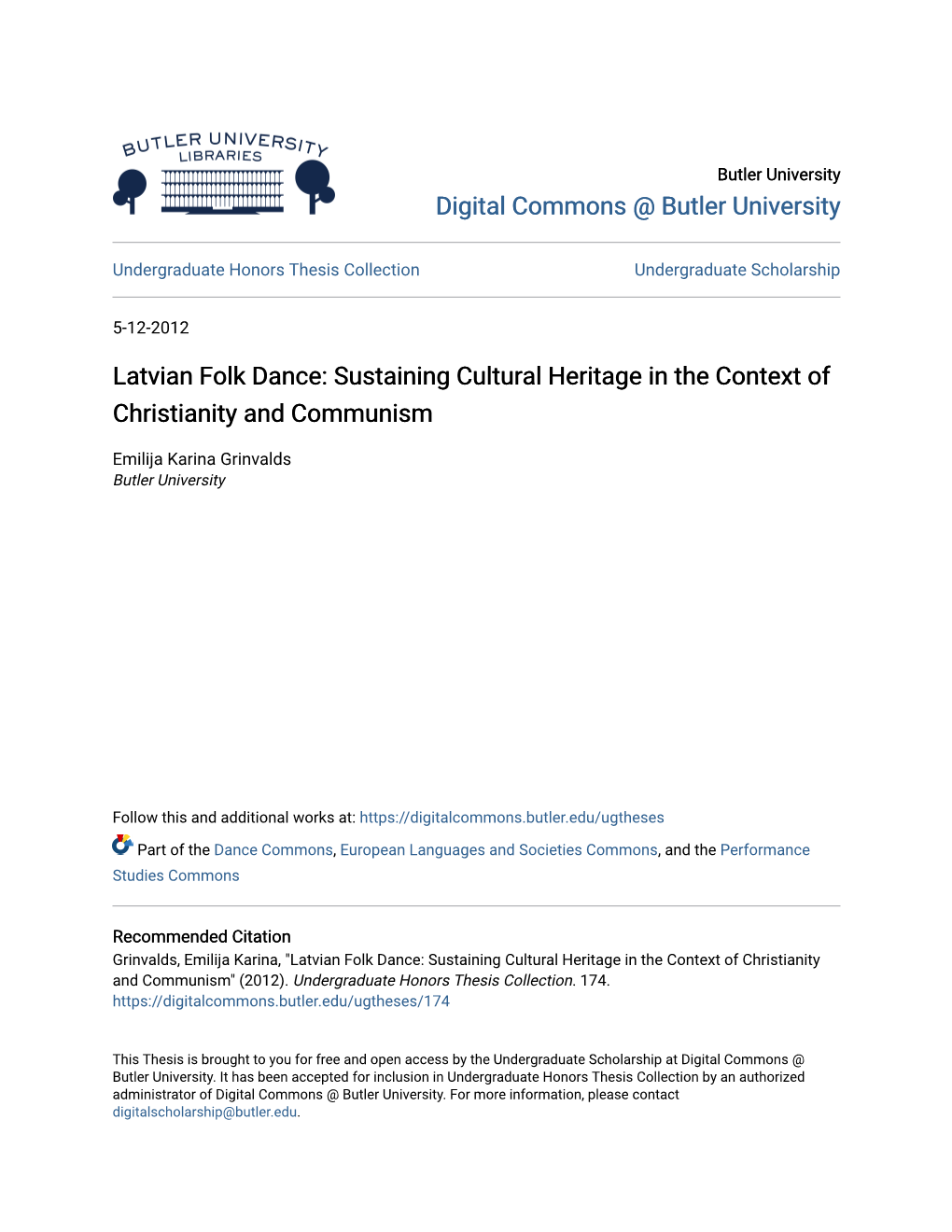 Latvian Folk Dance: Sustaining Cultural Heritage in the Context of Christianity and Communism