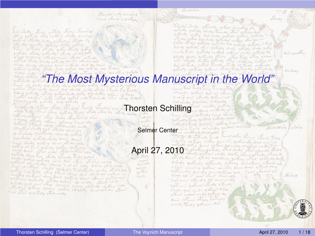 “The Most Mysterious Manuscript in the World”