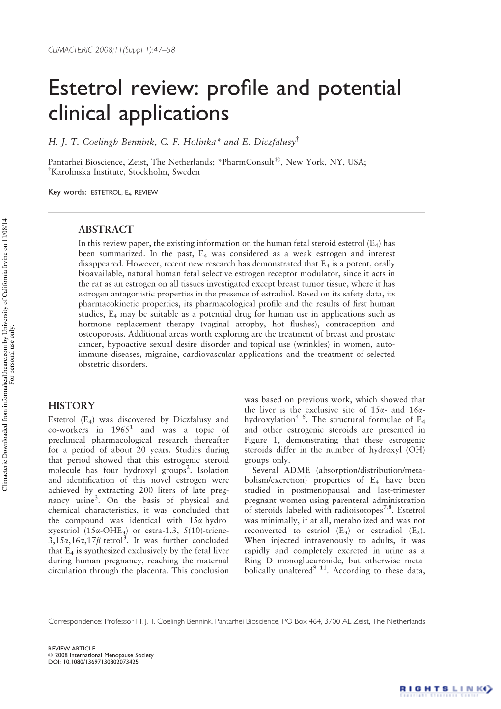 Estetrol Review: Profile and Potential Clinical Applications