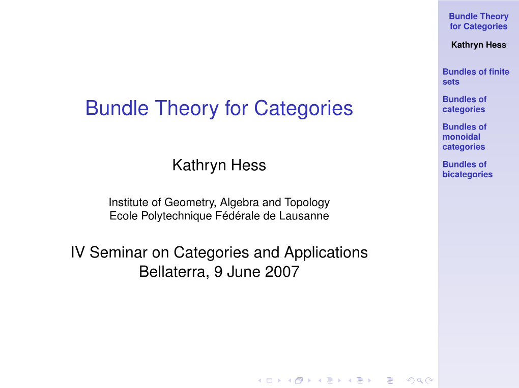 Bundle Theory for Categories