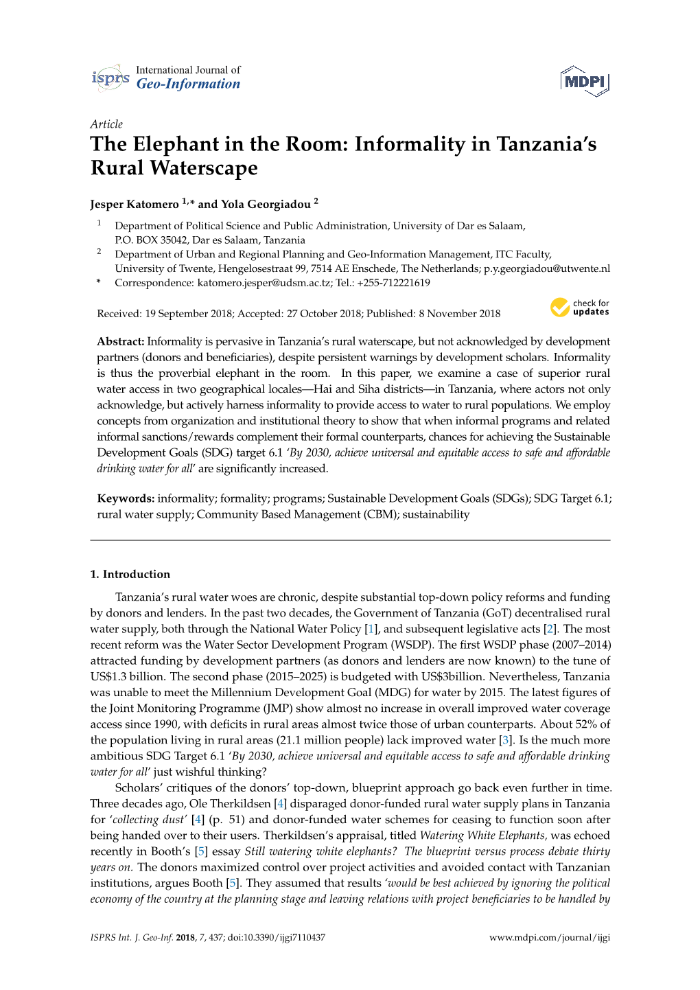 Informality in Tanzania's Rural Waterscape