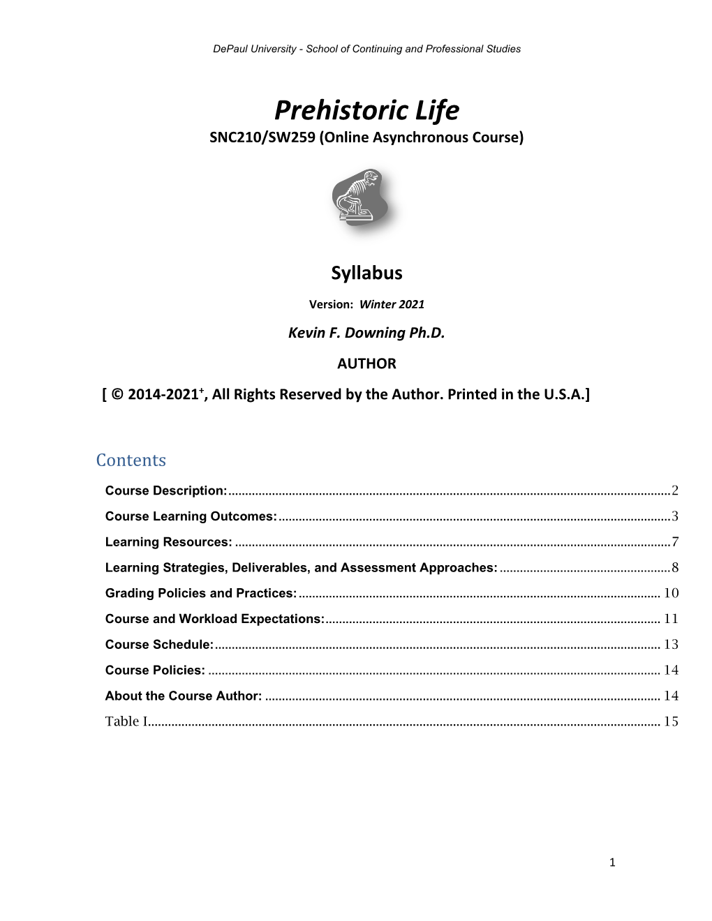 Prehistoric Life SNC210/SW259 (Online Asynchronous Course)