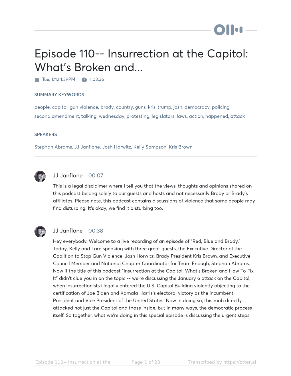 Episode 110-- Insurrection at the Capitol: What’S Broken And