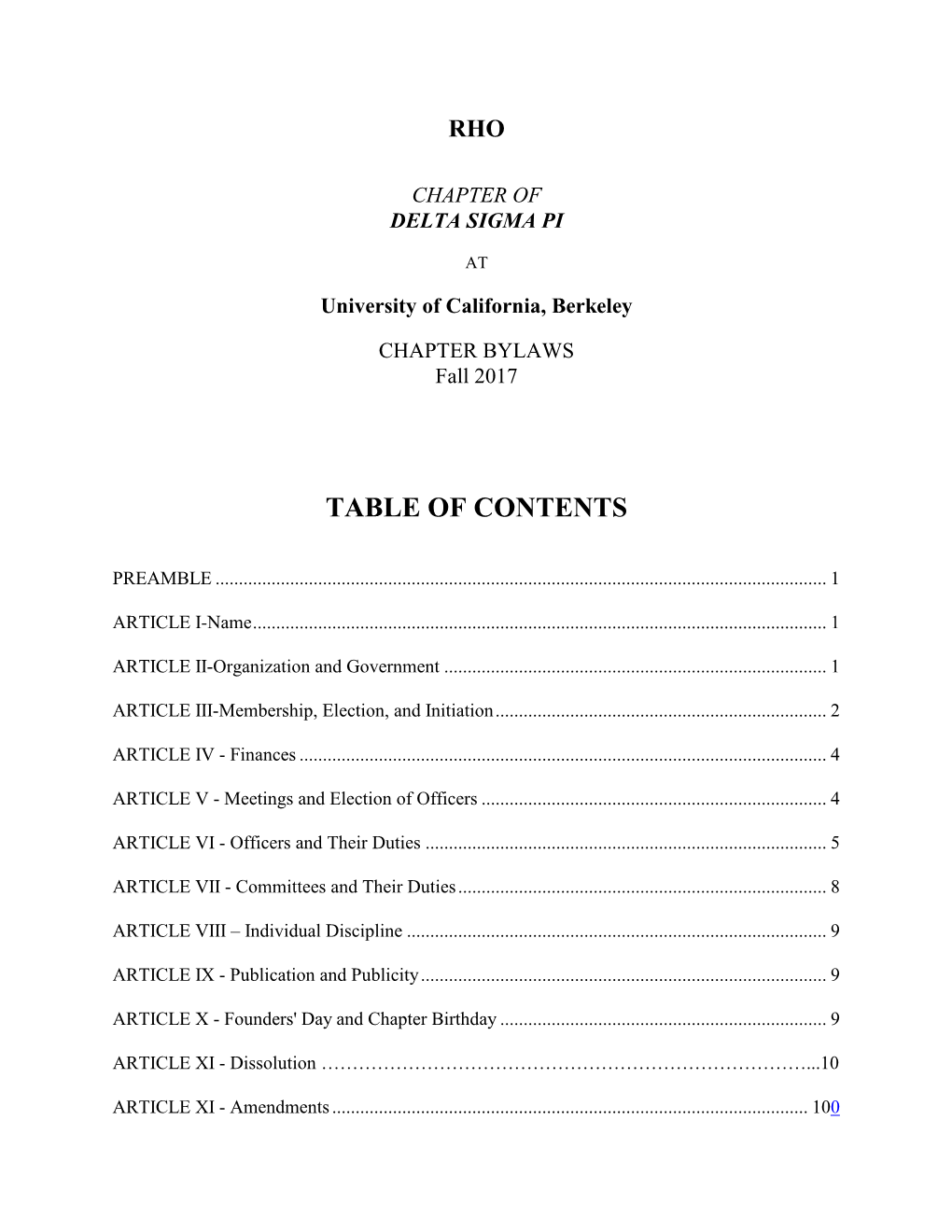 Chapter Bylaws Format