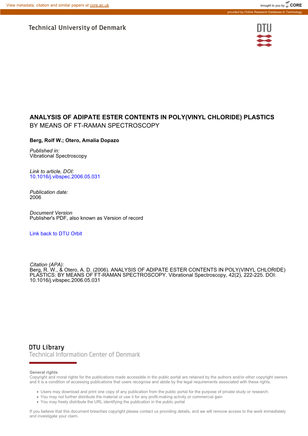 Analysis of Adipate Ester Contents in Poly(Vinyl Chloride) Plastics