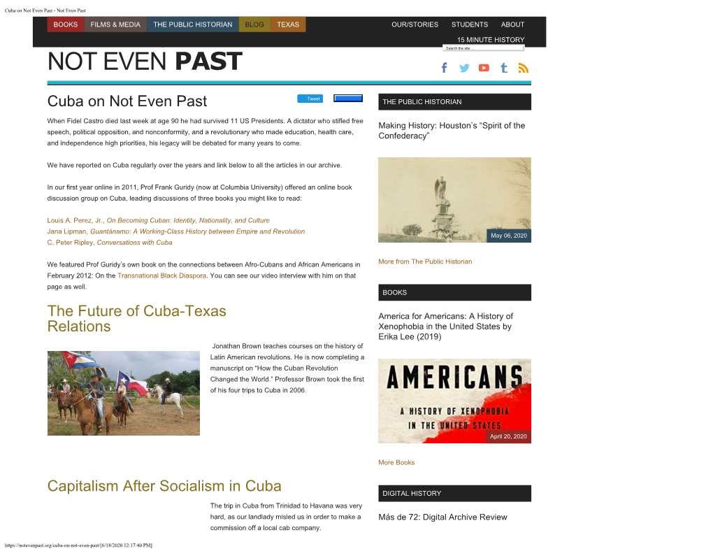 Cuba on Not Even Past - Not Even Past