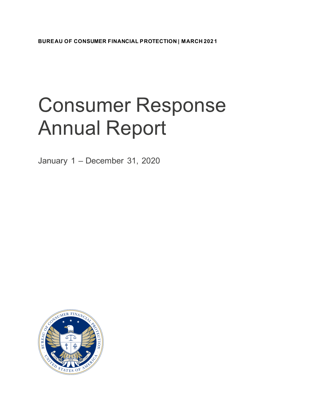 Consumer Response Annual Report for 2020