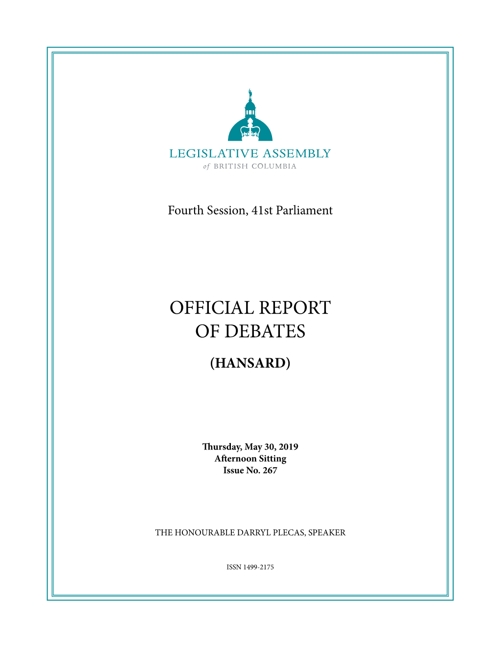 Official Report of Debates (Hansard)