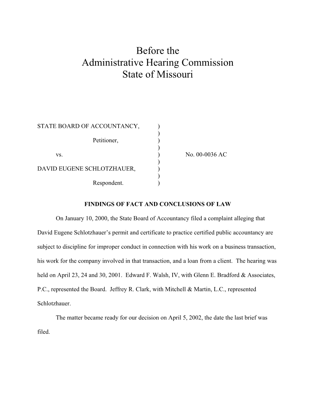 Administrative Hearing Commission