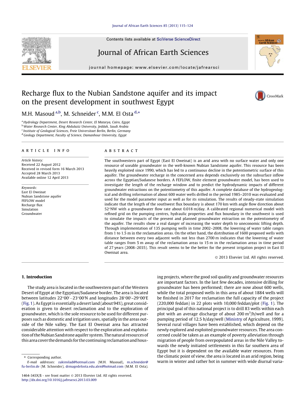 Recharge Flux to the Nubian Sandstone Aquifer and Its Impact On