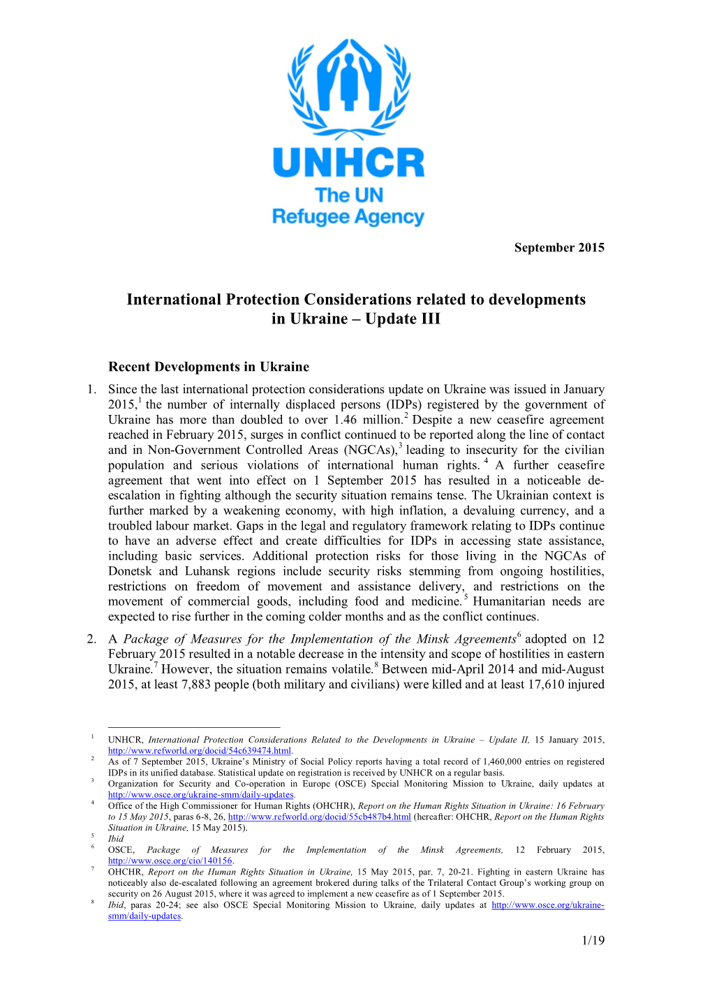 International Protection Considerations Related to Developments in Ukraine – Update III