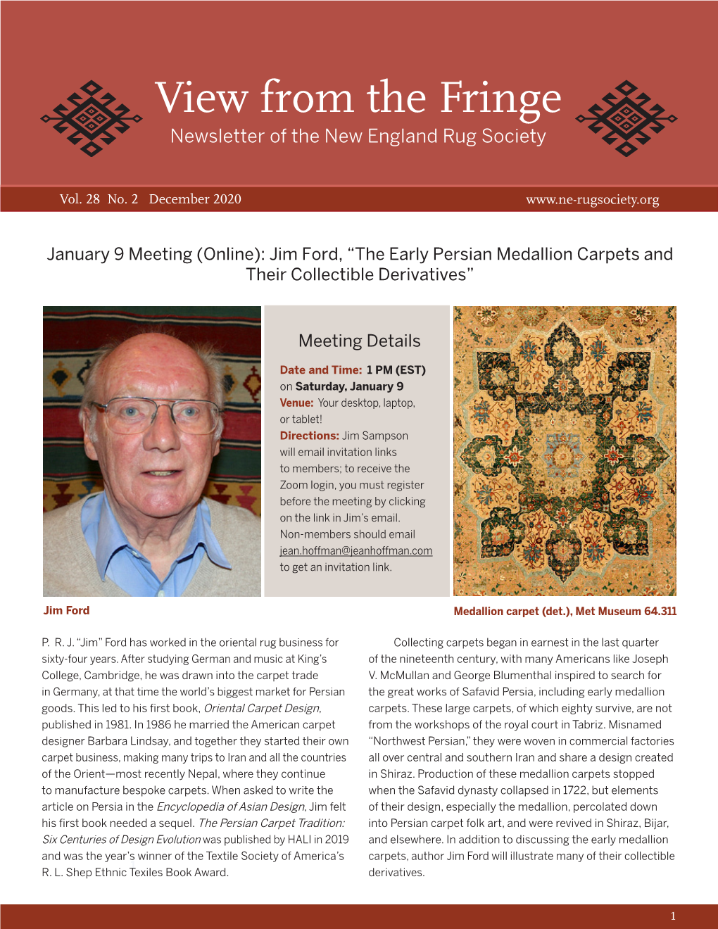 View from the Fringe Newsletter of the New England Rug Society