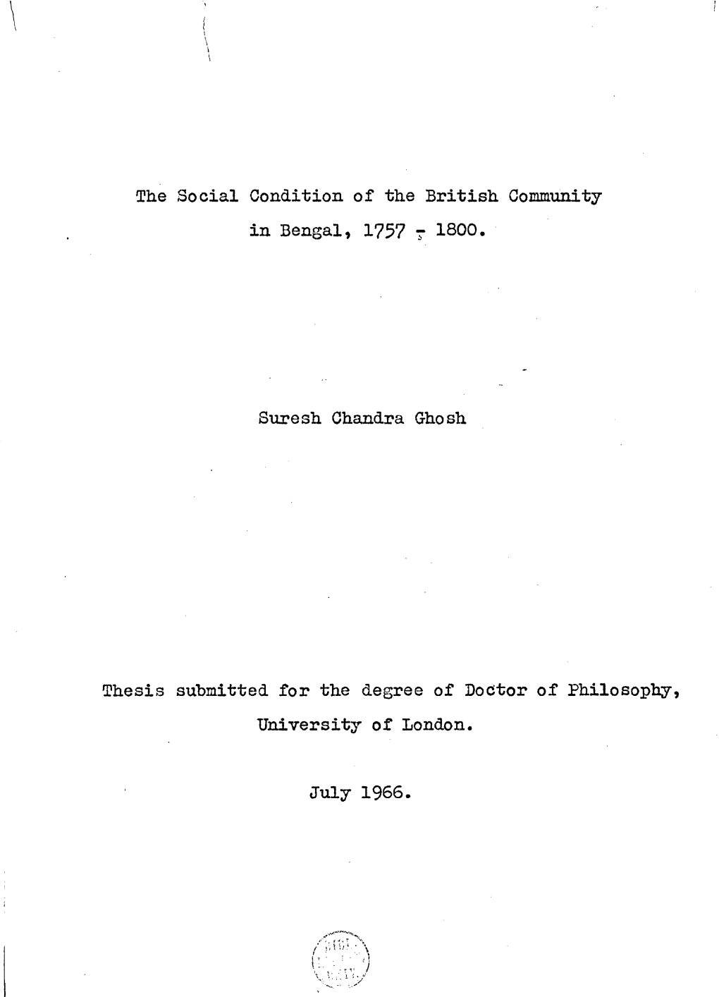 The Social Condition of the British Community in Bengal, 1757 7