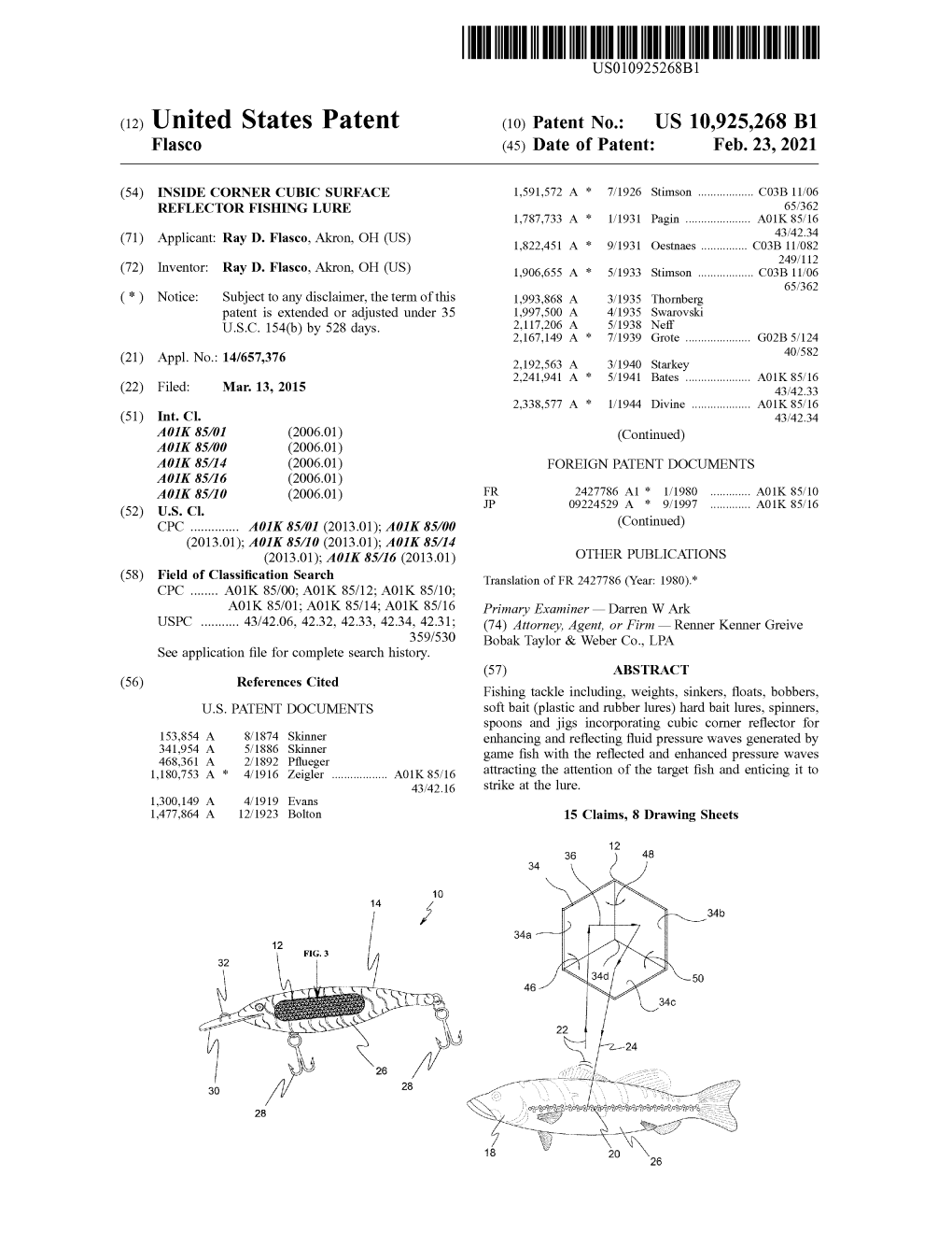 ( 12 ) United States Patent ( 10 ) Patent No .: US 10,925,268 B1 Flasco (45 ) Date of Patent : Feb