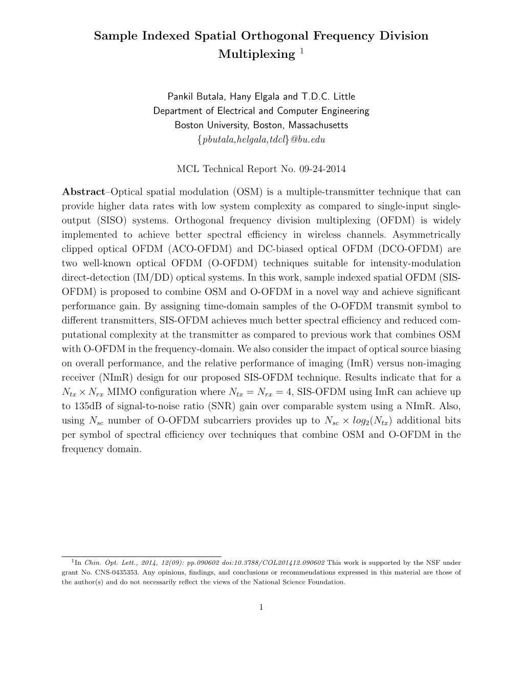 Sample Indexed Spatial Orthogonal Frequency Division Multiplexing 1