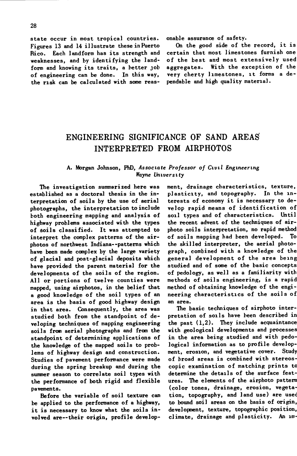 Engineering Significance of Sand Areas' Interpreted from Airphotos