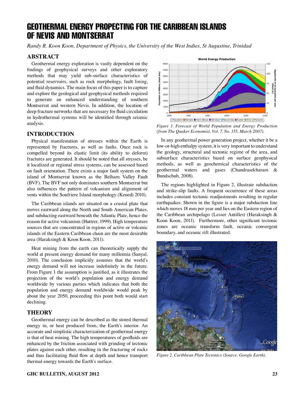 Geothermal Energy Porpecting for the Caribbean Islands of Nevis And