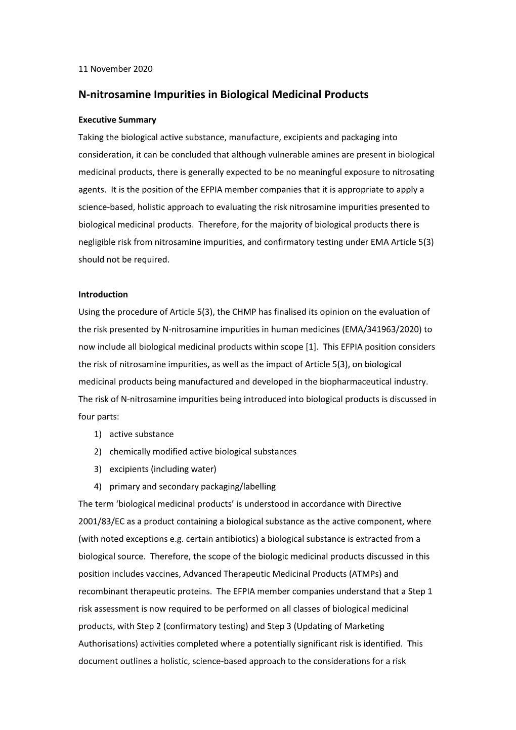 N-Nitrosamine Impurities in Biological Medicinal Products