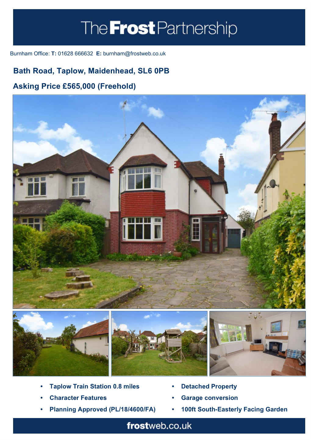 Bath Road, Taplow, Maidenhead, SL6 0PB Asking Price £565,000 (Freehold)