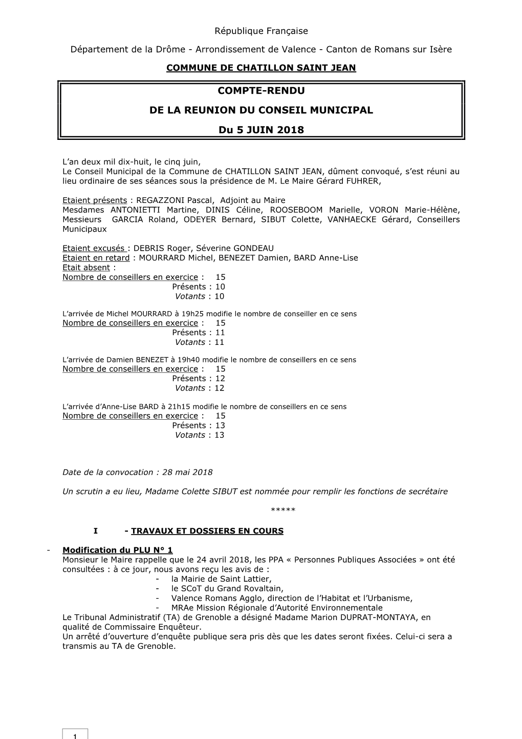 COMPTE-RENDU DE LA REUNION DU CONSEIL MUNICIPAL Du 5