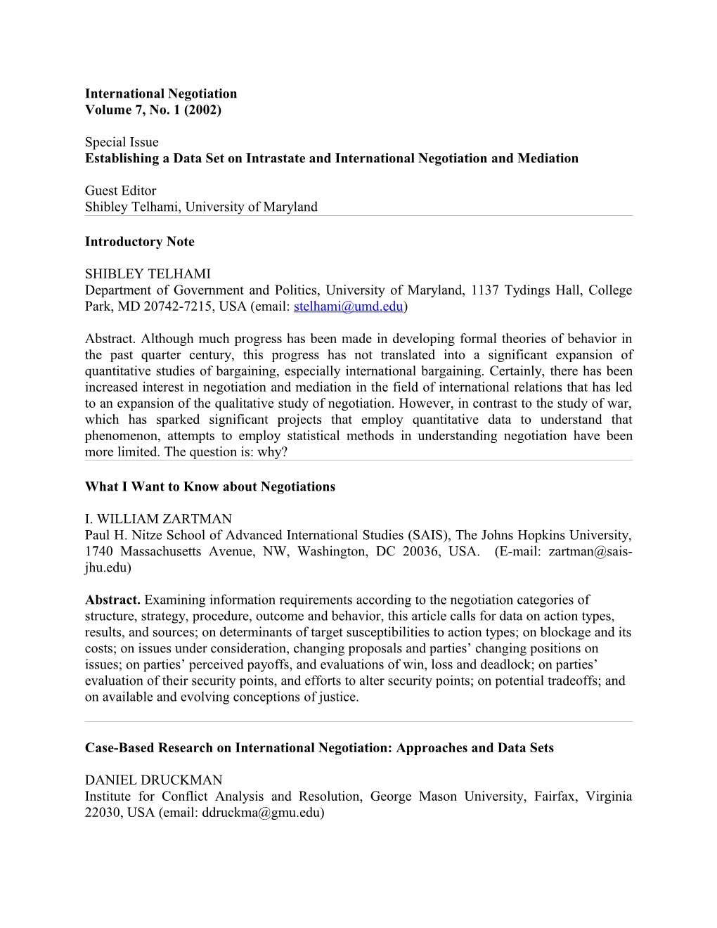 Establishing a Data Set on Intrastate and International Negotiation and Mediation