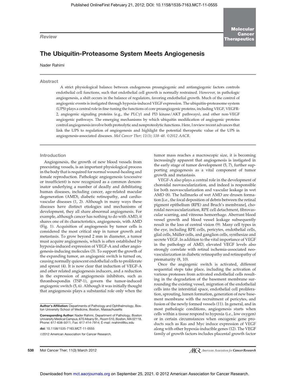 The Ubiquitin-Proteasome System Meets Angiogenesis