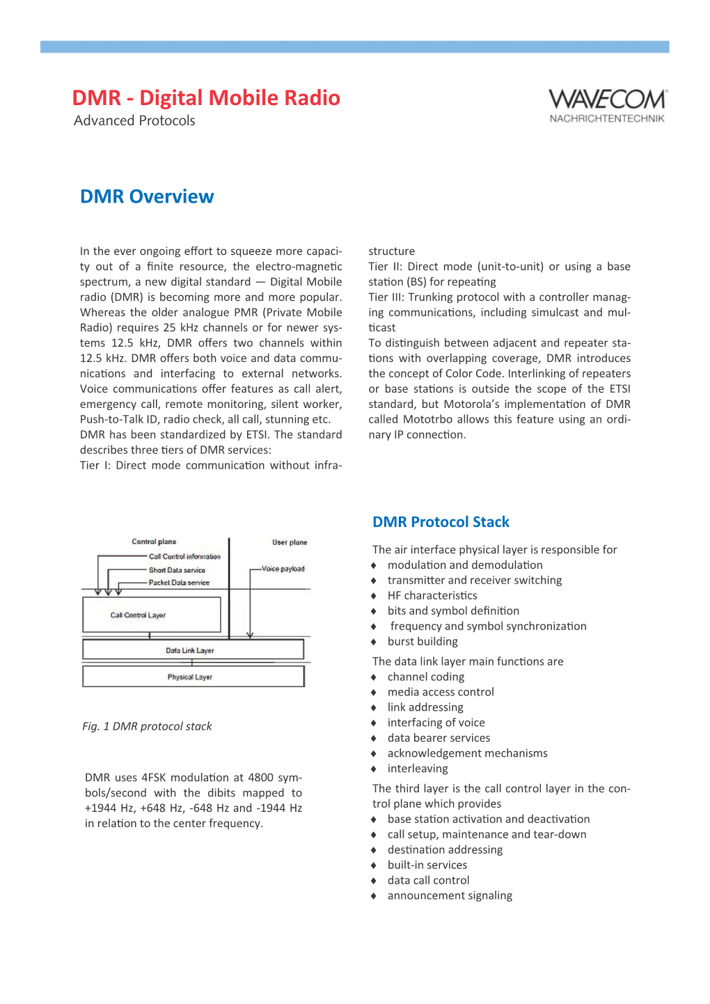 DMR - Digital Mobile Radio Advanced Protocols