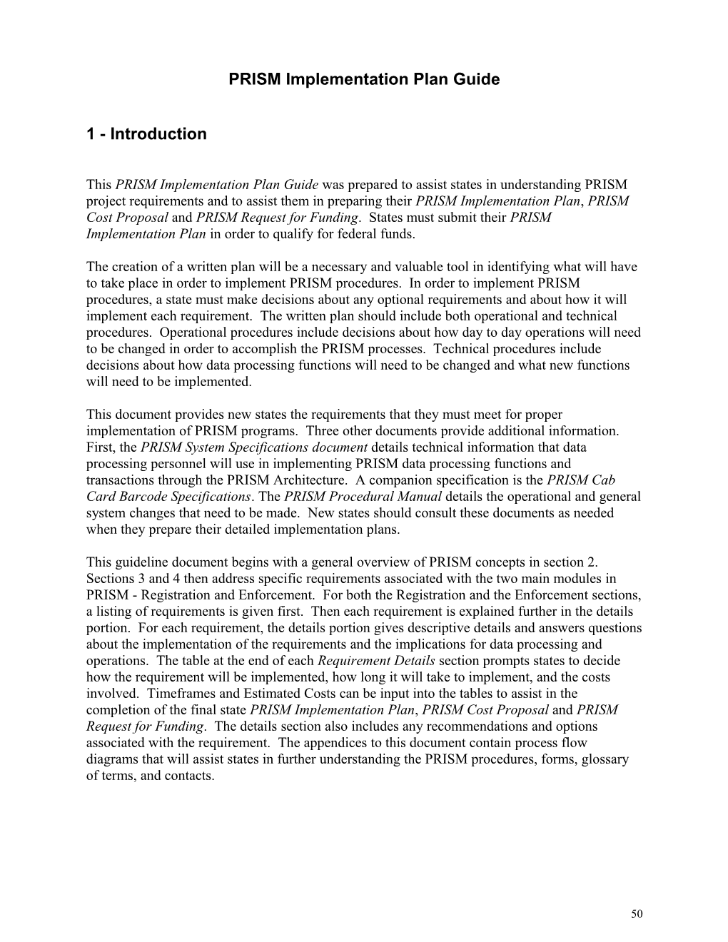 PRISM State Implementation Plan - Draft Idaho