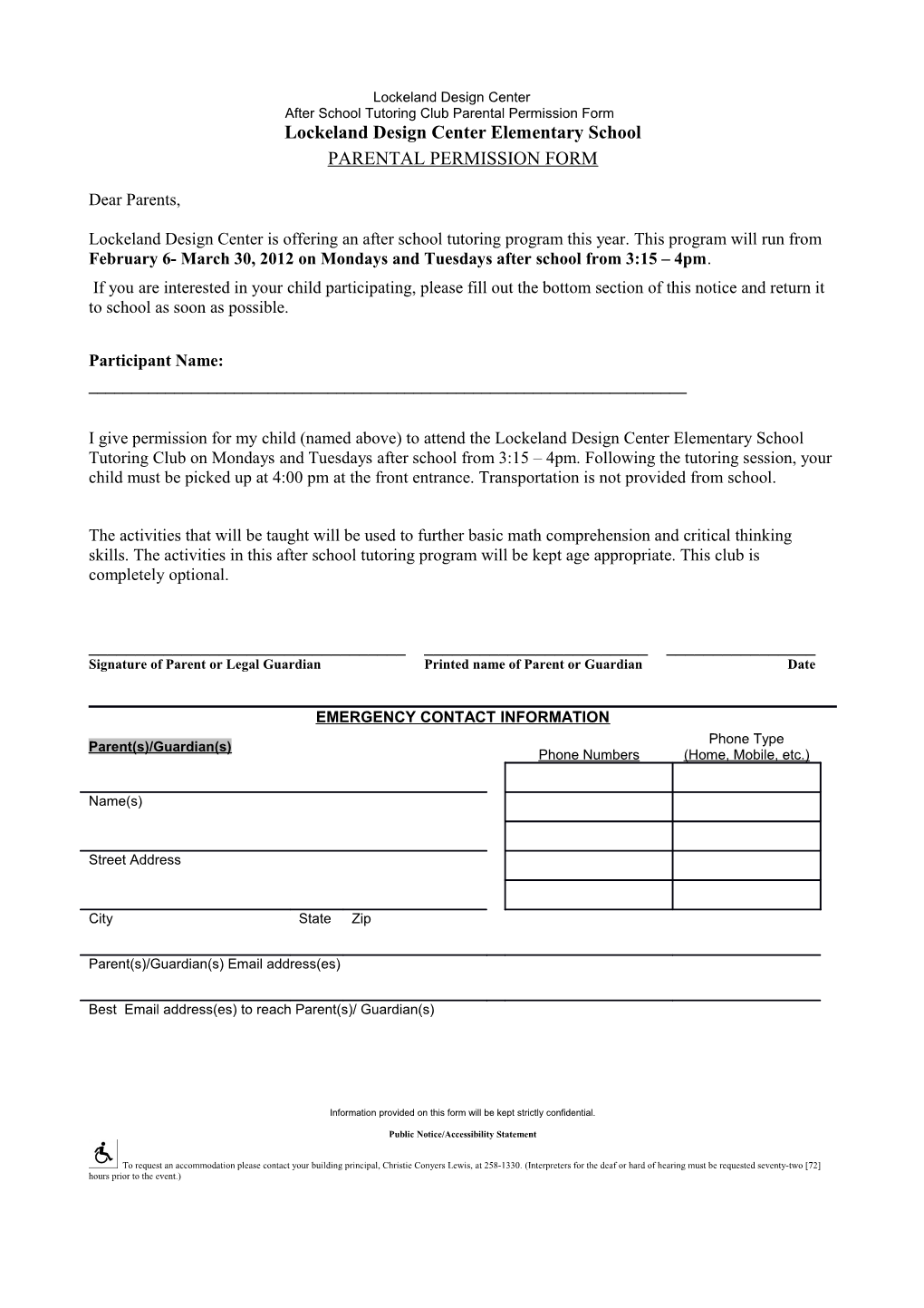 Permission Slip Template